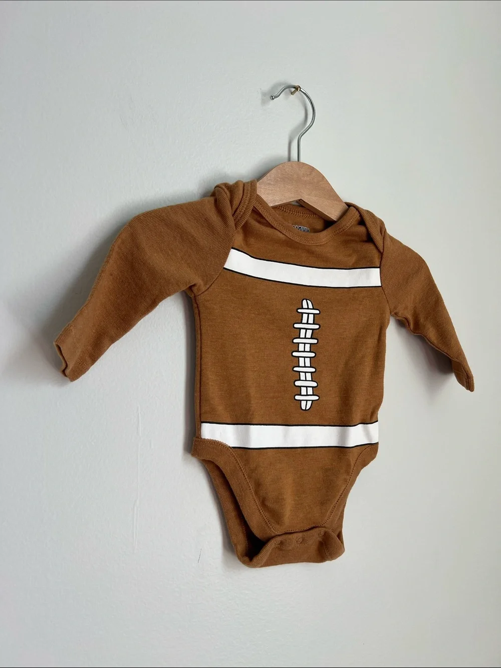 Old Navy | Brown Football-Print Baby One-Piece Size 0-3 Months